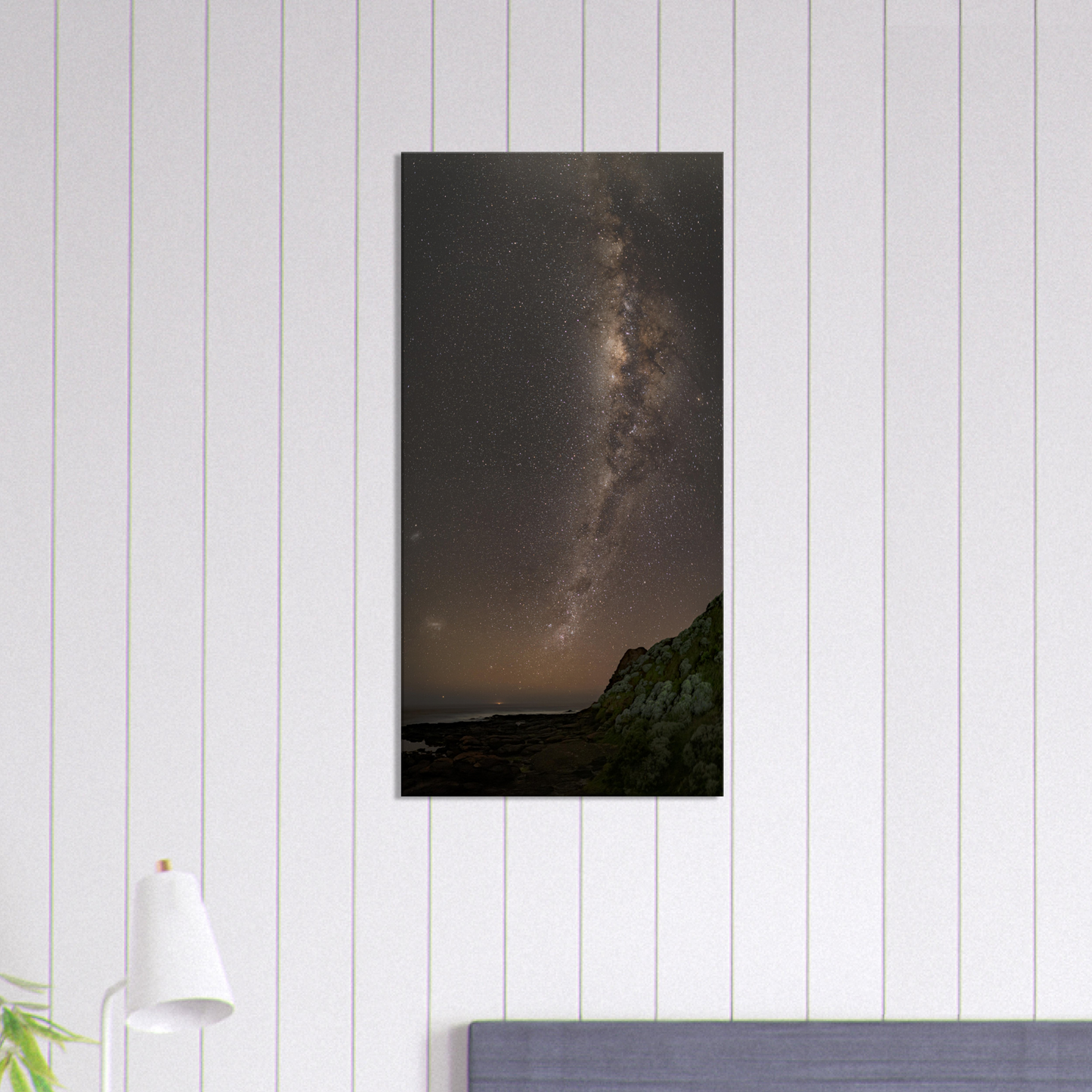 Stretched canvas - milky way astro photo at Flinders Blowhole by Istvan Maar Photography  - close-up with white lamp