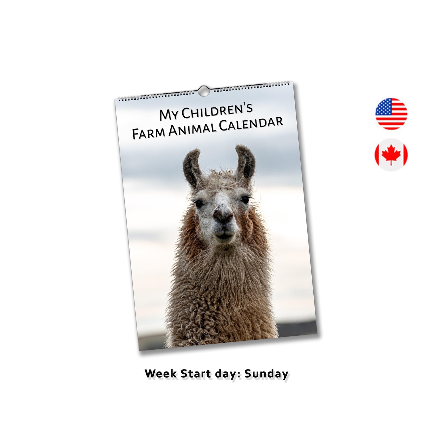 Personalised Farm Animal Calendar by Istvan Maar Photography in English, week starts by Sunday - US & Canada version