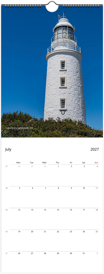 Lighthouse wall calendar by Istvan Maar Photography, featuring coastal scenes with lighthouses in Australia
