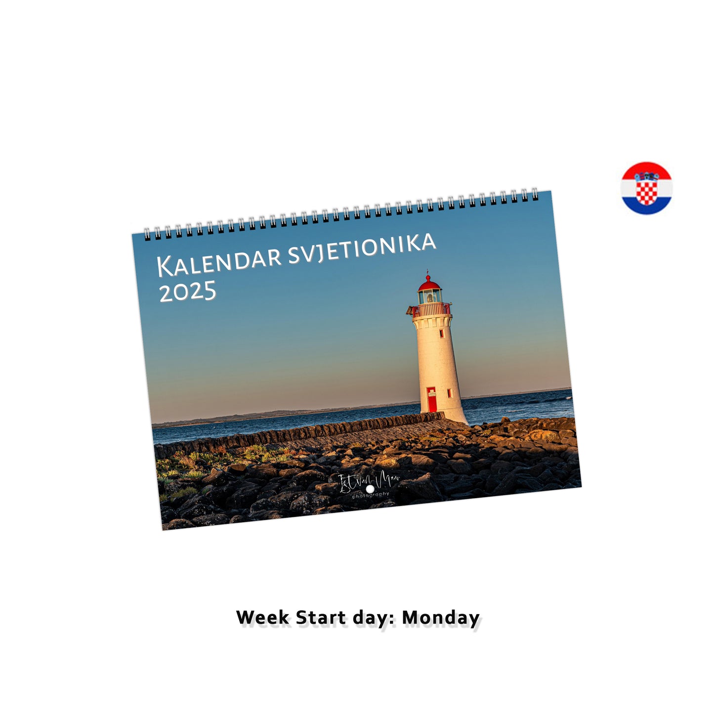 Unique lighthouse wall calendar by Istvan Maar Photography in Croatian 