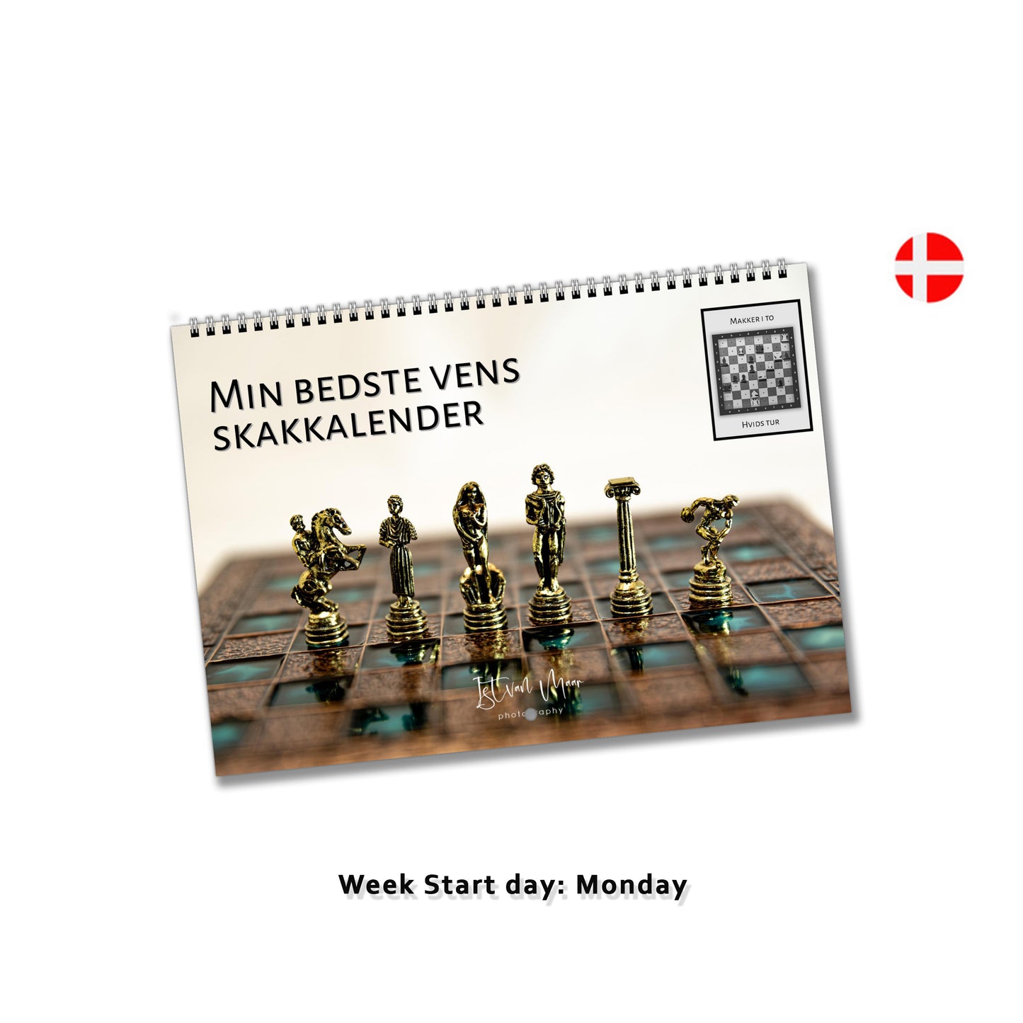 Unique personalised chess puzzle calendar by Istvan Maar Photography in Danish