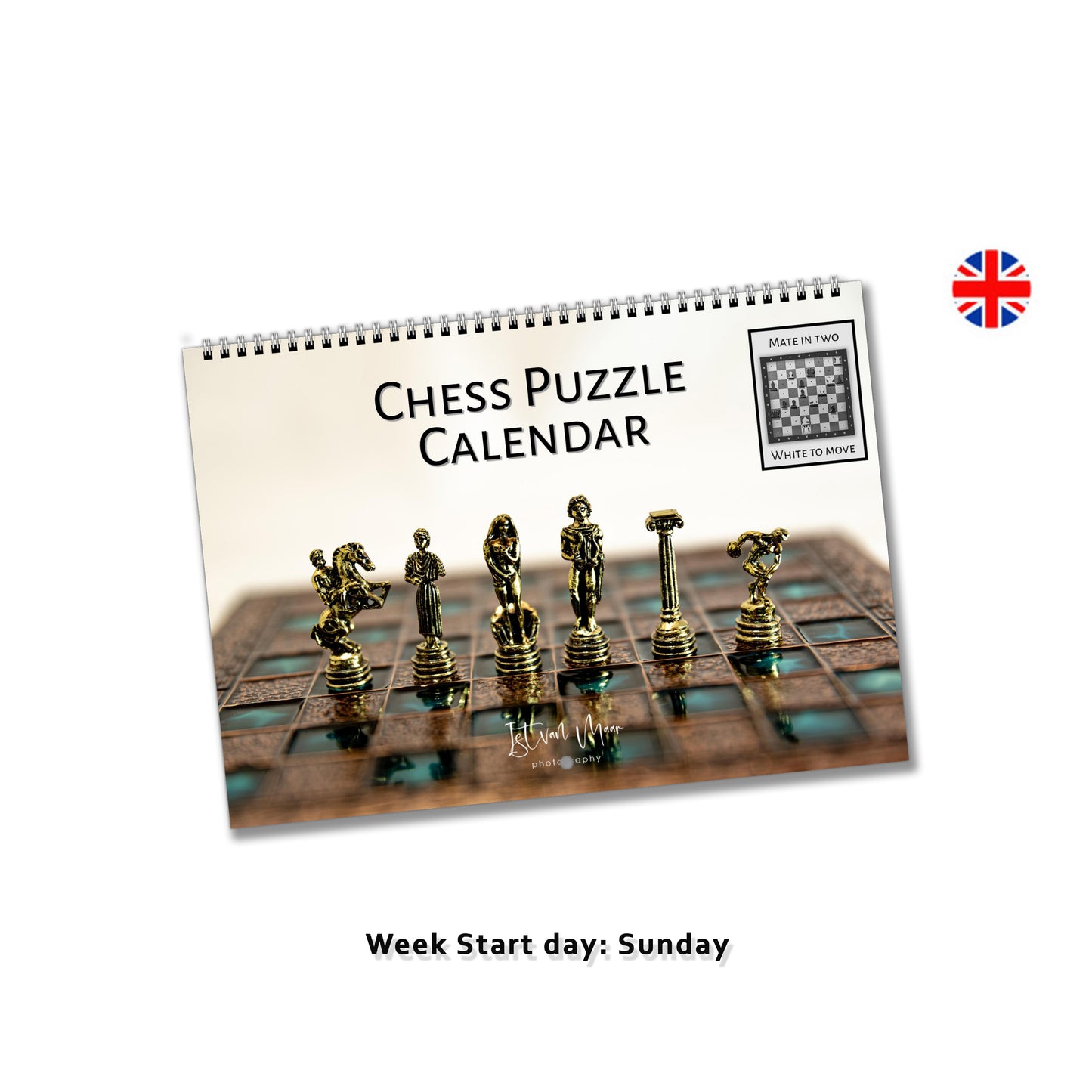 Unique personalised chess puzzle calendar by Istvan Maar Photography in English