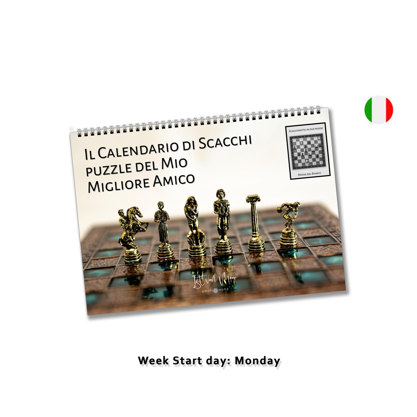 Unique personalised chess puzzle calendar by Istvan Maar Photography in Italian