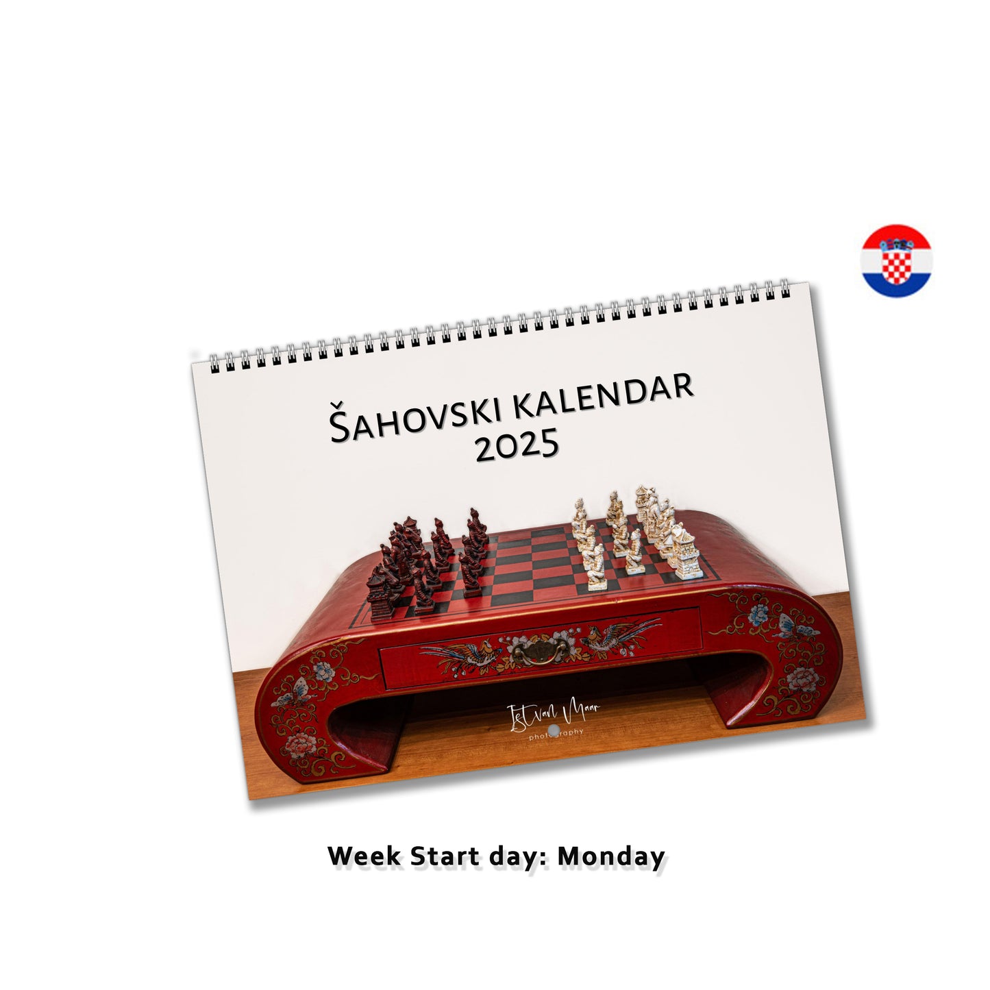 Chess wall calendar by Istvan Maar Photography in Croatian