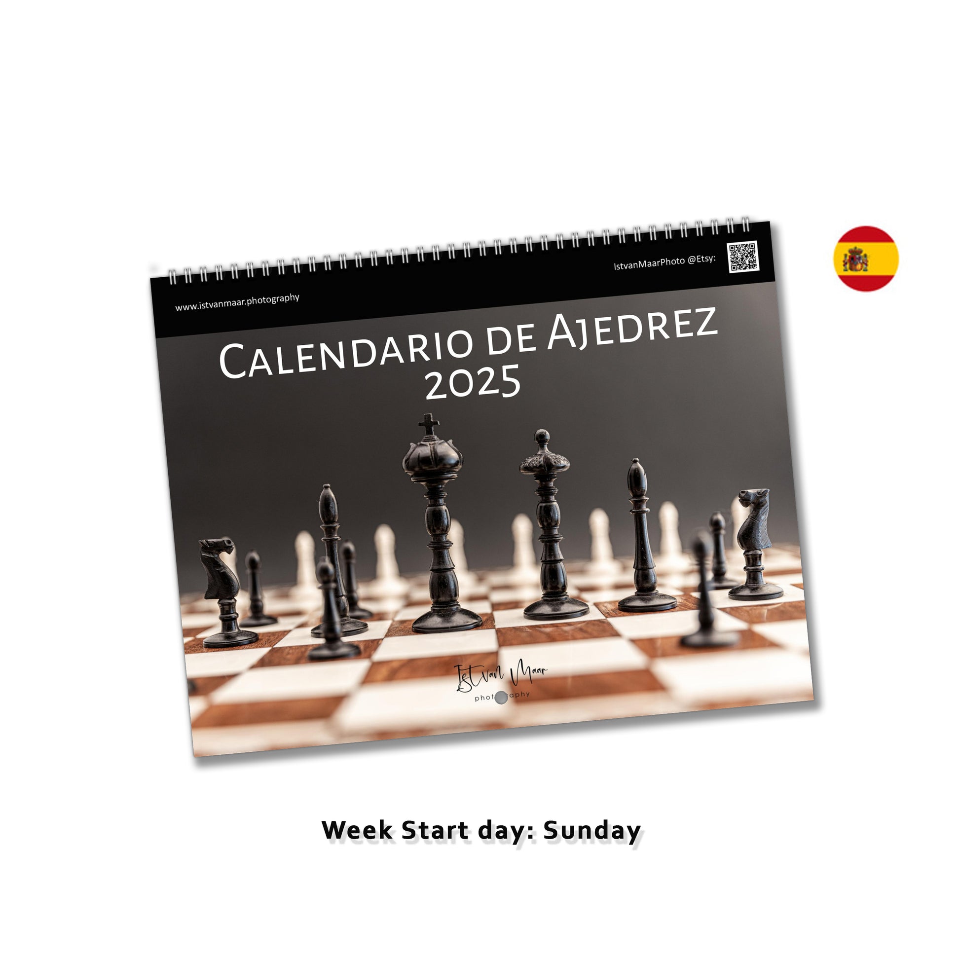 2025 Chess Calendar by Istvan Maar Photography in Spanish