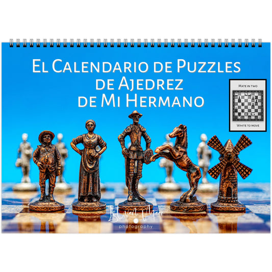 2025 Chess Wall Calendar by Istvan Maar Photography featuring global chess sets and monthly chess puzzles, vibrant imagery.
