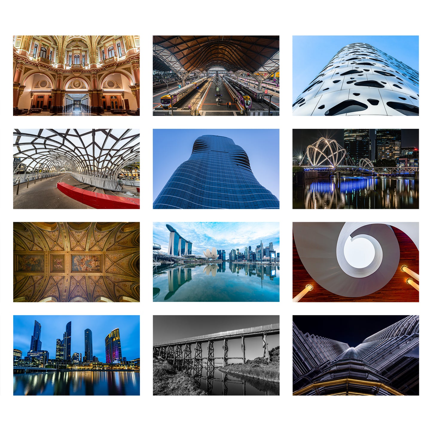 The photos of the Architecture Wall Calendar by Istvan Maar Photography in English week starts on Monday