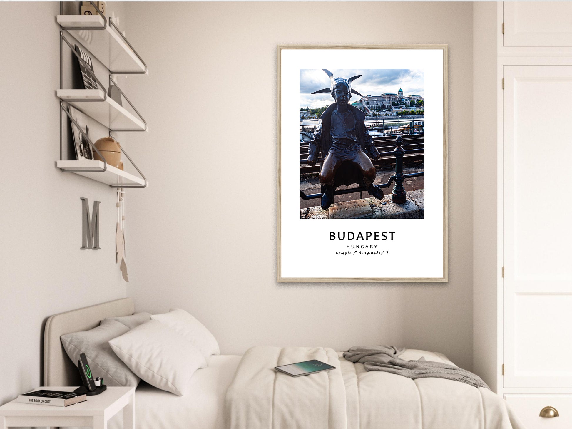 Personalized framed Budapest travel poster - Little Princes - wood frame - teen's room