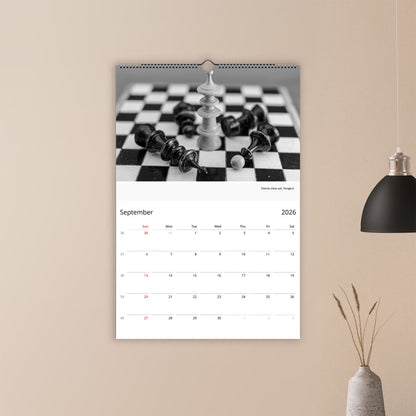 2027 Personalised Black and White Chess Wall Calendar | 0728