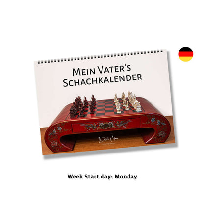 Personalised chess wall calendar by Istvan Maar Photography, week starts on Monday, German language