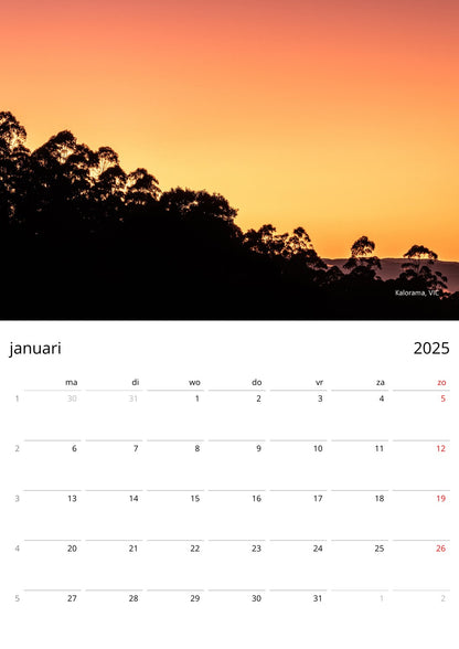 Sunrise and sunset monthly wall calendar by Istvan Maar Photography - monthly page