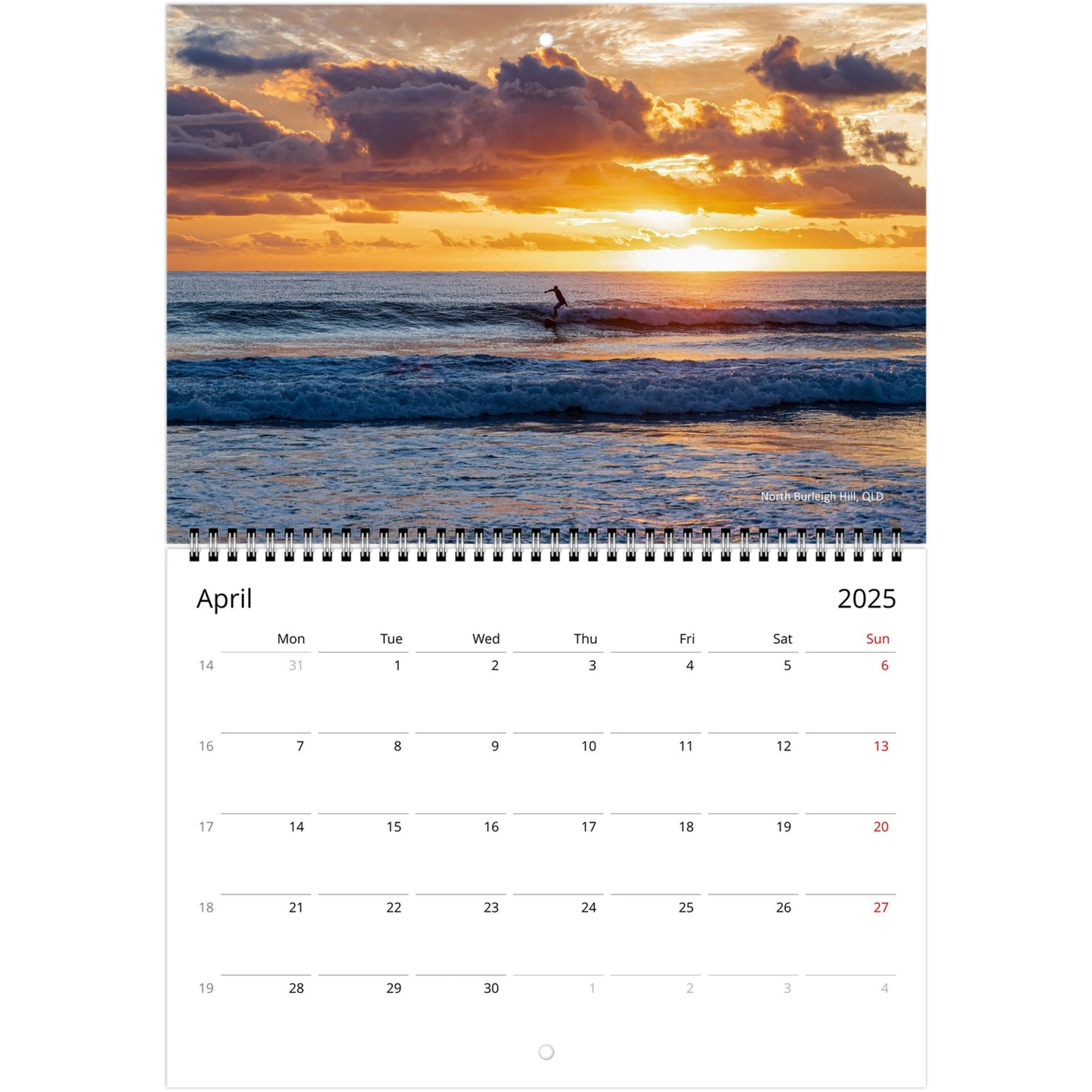 2025 Australia Calendar - Surfing