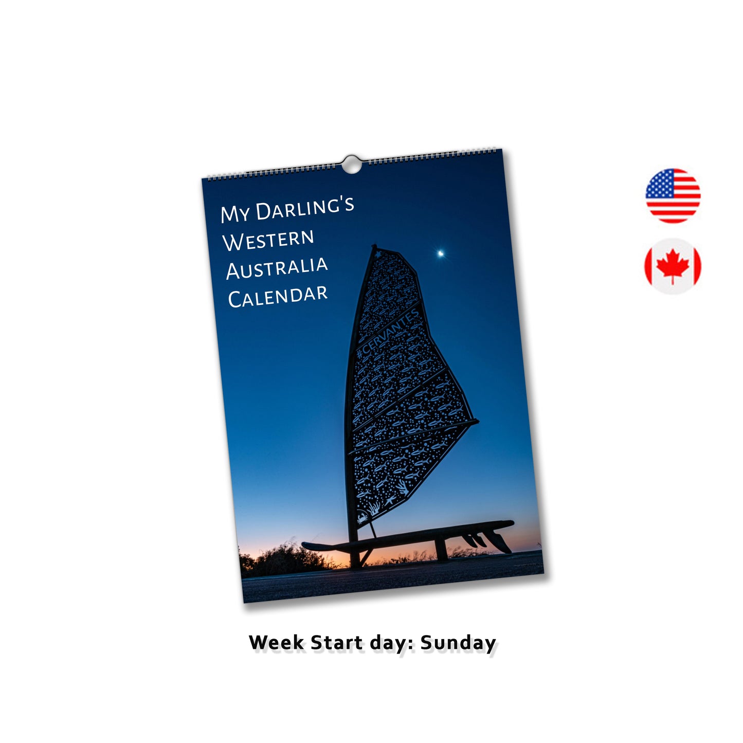 Personalized Western Australia Calendar English Sunday | Ledger Vertical | 6304