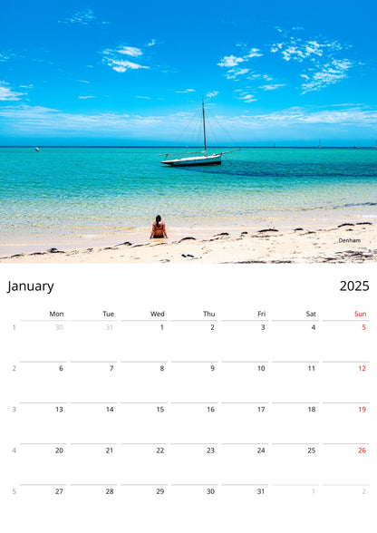 Personalised Western Australia Wall Calendar by Istvan Maar Photography Starts by Monday - 2025 January