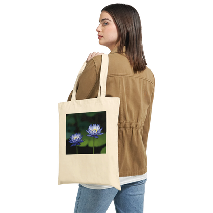 Water Lilies Tote Bag – Fine Art Blue Lotus Photography – Personalised Floral Tote