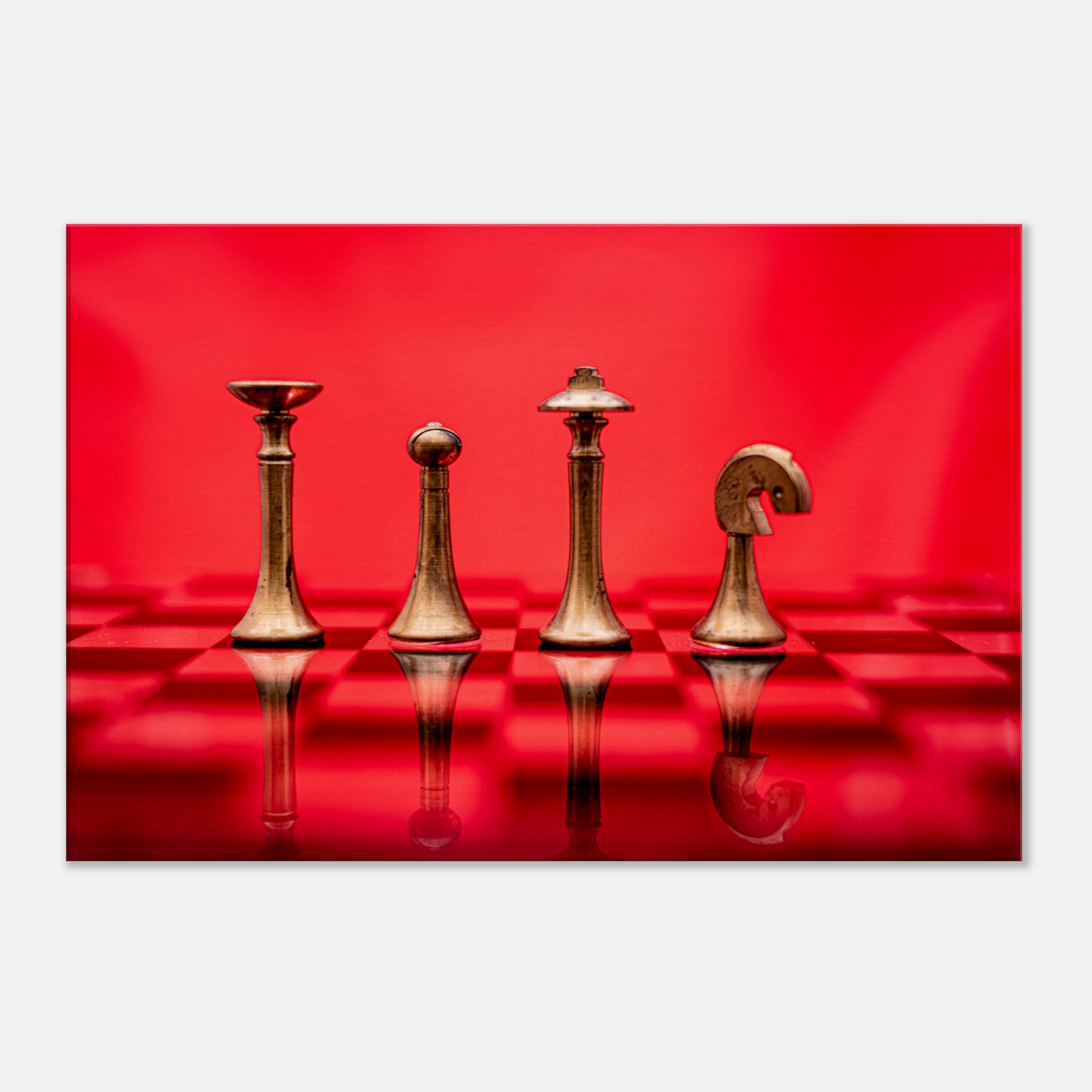 Minimalist Chess Set with red background Canvas by Istvan Maar Photography - close-up