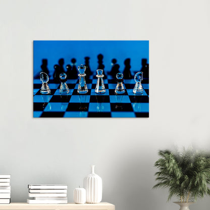 Swarovski Crystal Chess Set Canvas by Istvan Maar Photography, blue background - study