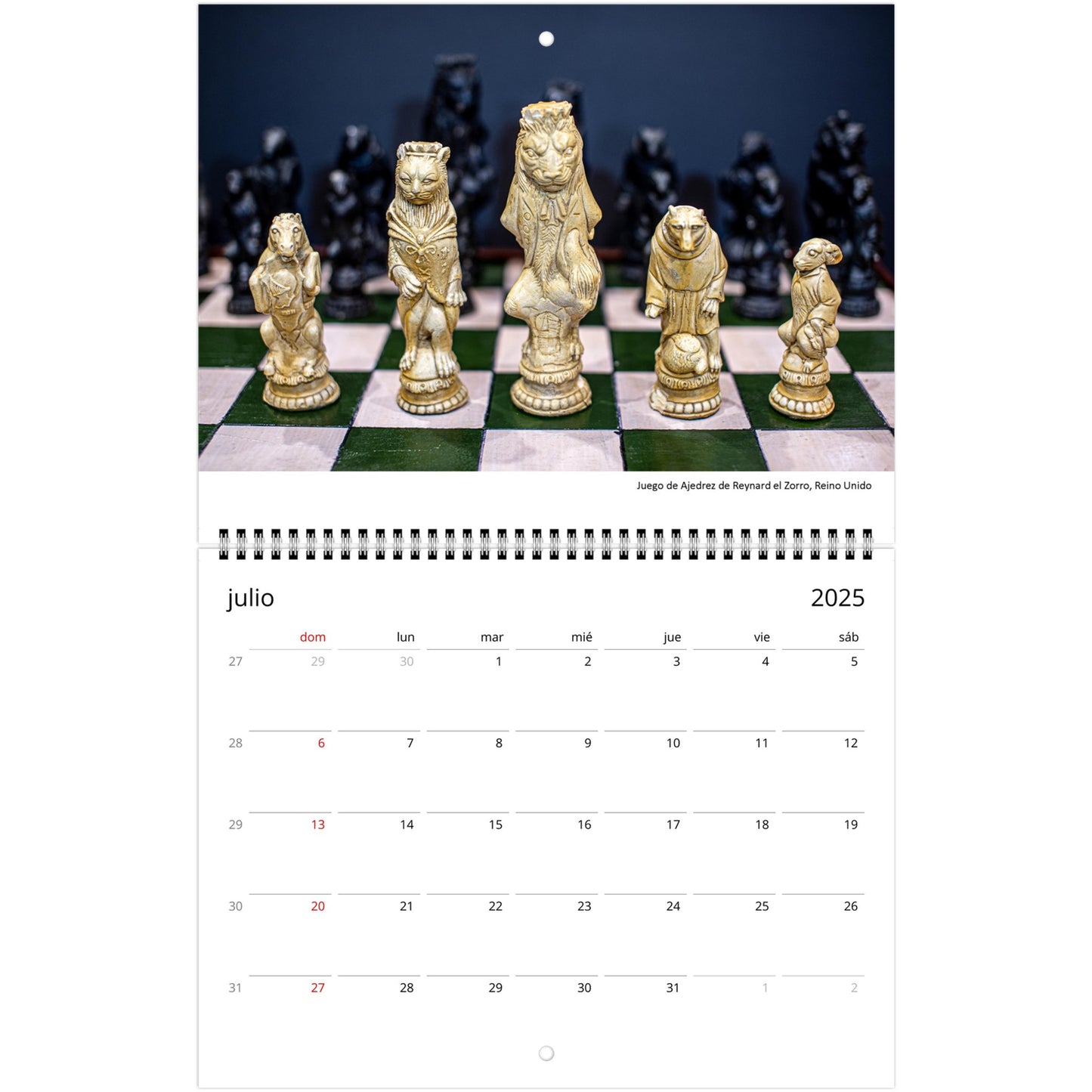 2025 Chess Wall Calendar by Istvan Maar Photography featuring intricate chess sets.