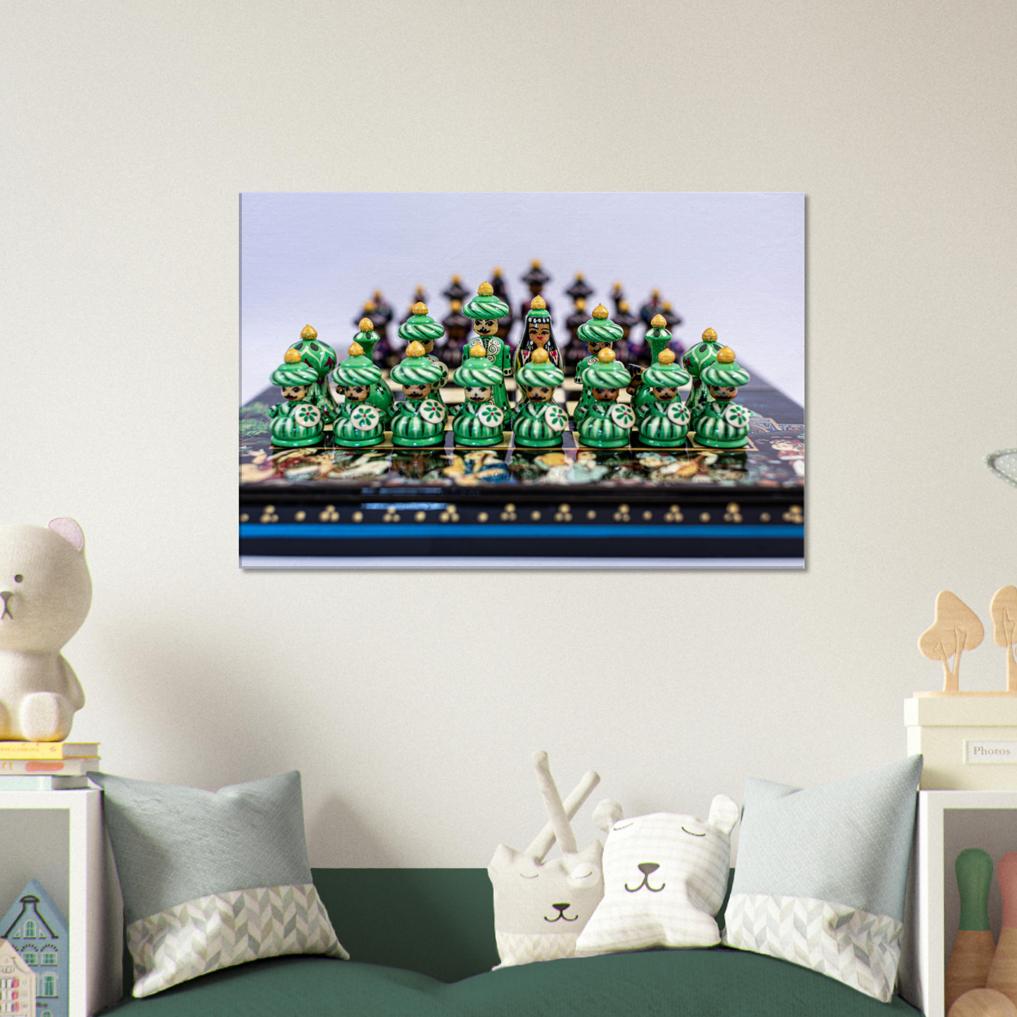 Hand painted chess set canvas by Istvan Maar Photography - kid's room decor