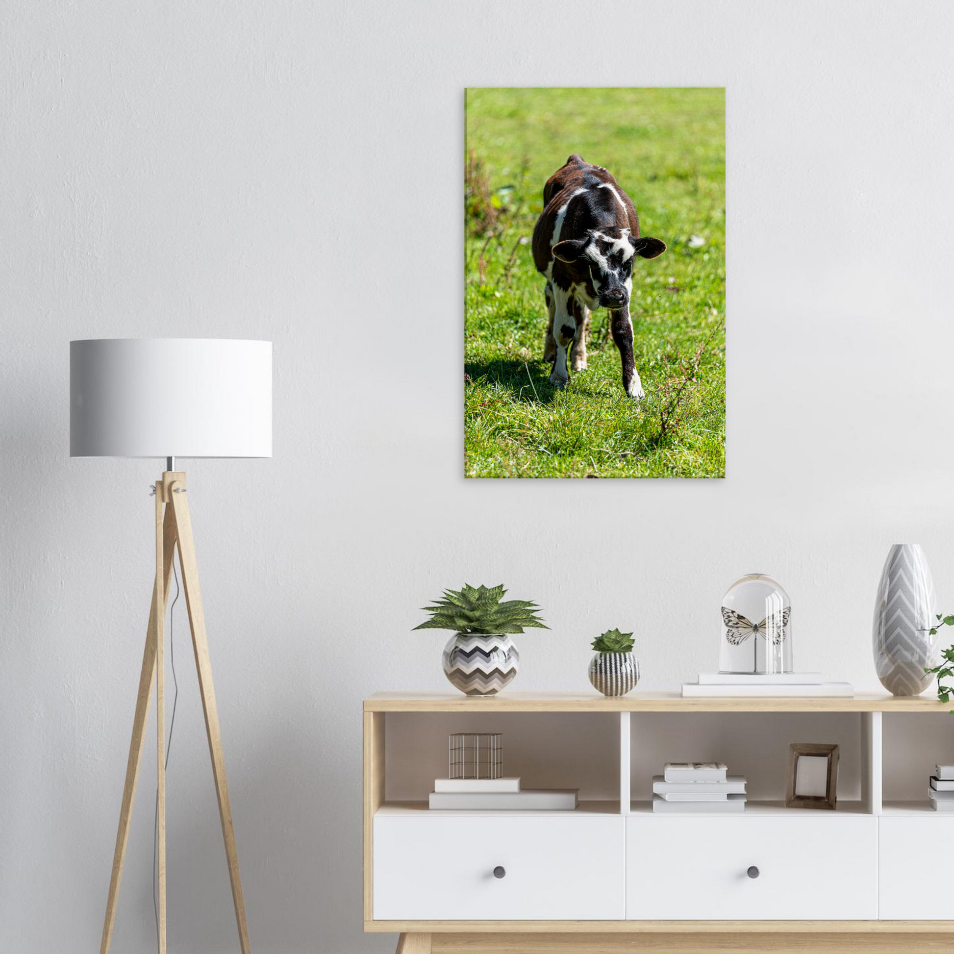 Cute calf Domestic Animal Canvas Wall Art Photography, Nursery Print, Nursery Animal Wall Decor, Kids Room, Prints, Stretched canvas by Istvan Maar Photography mockup 37