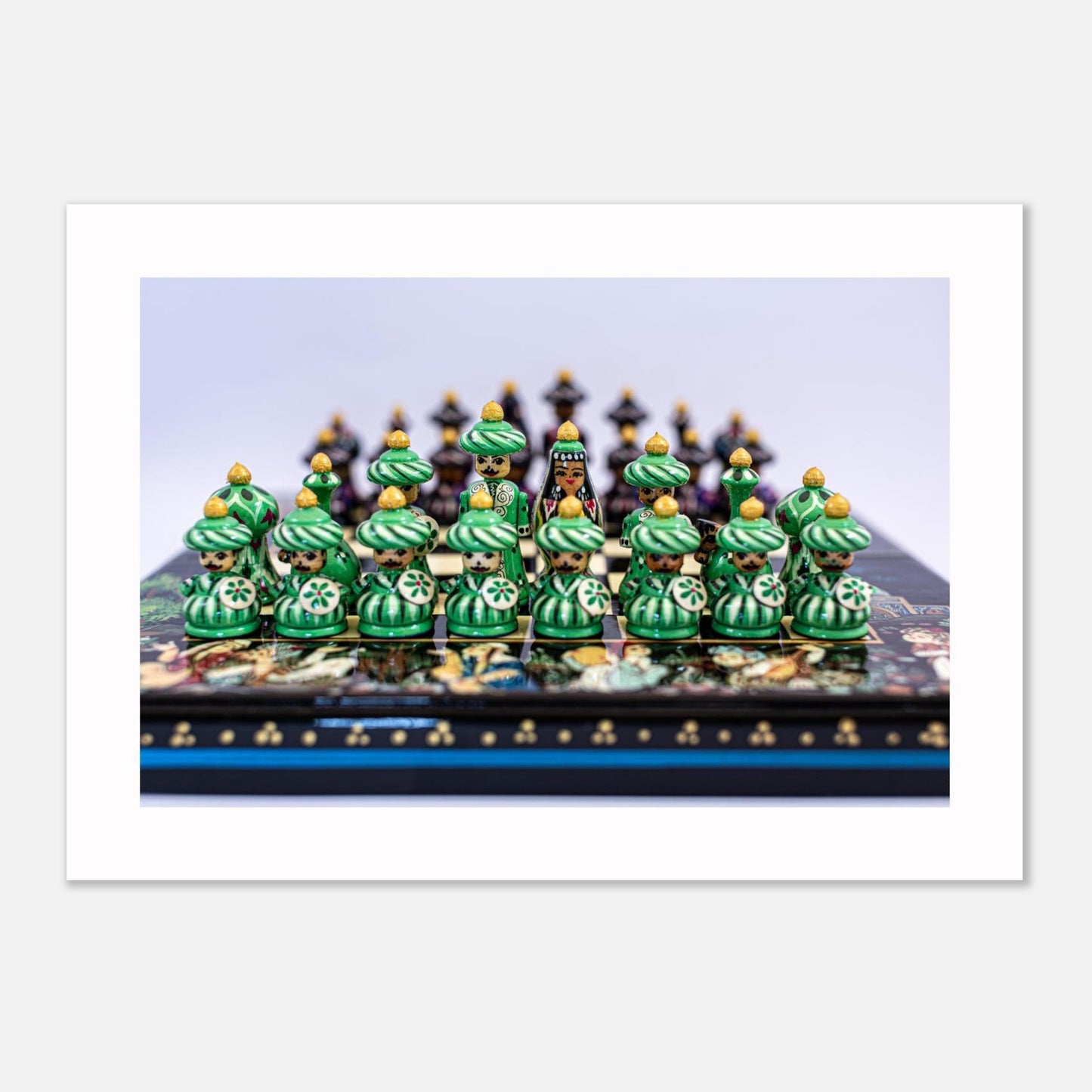 Uzbekistan Chess Set canvas – framing and edge wrap detail
