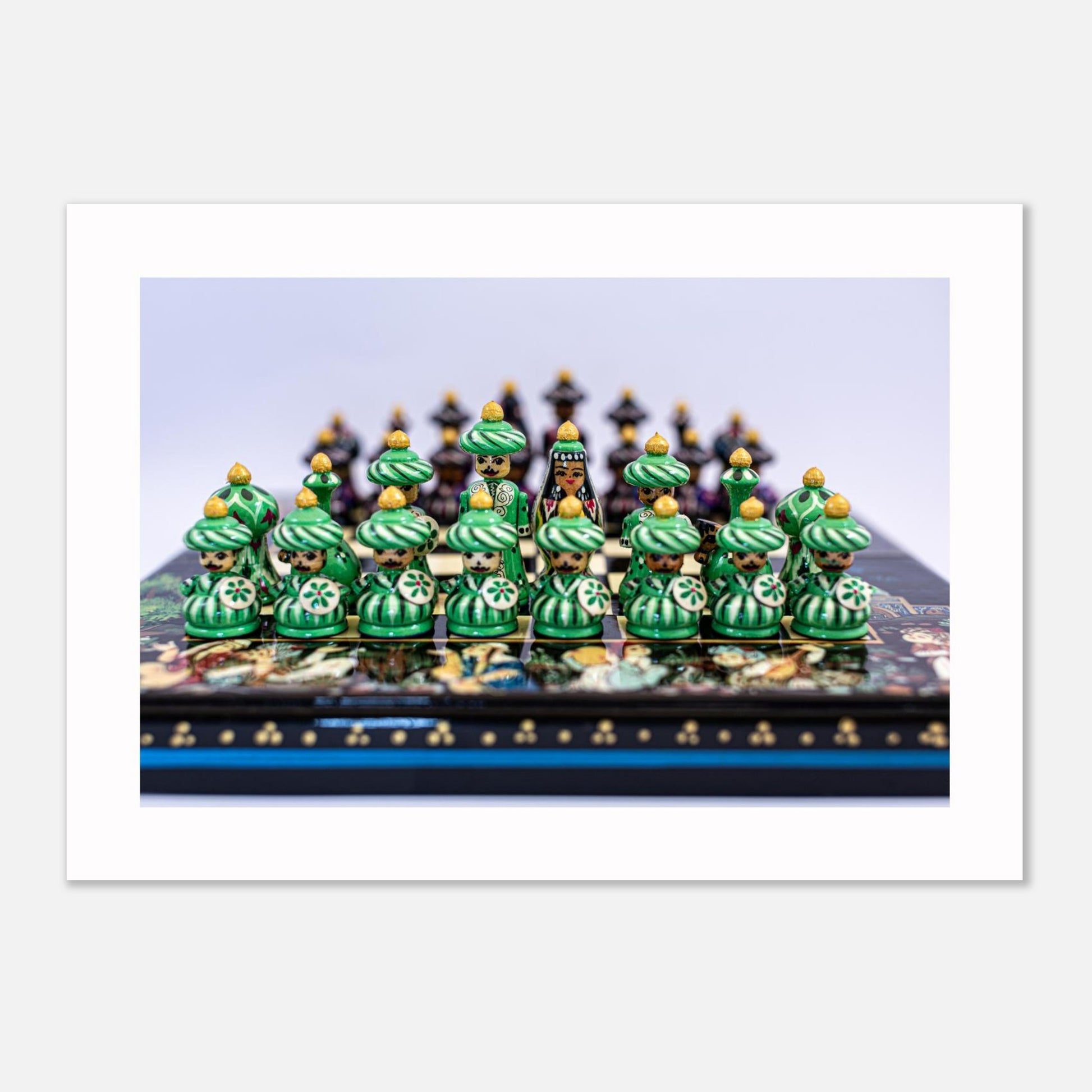 Uzbekistan Chess Set canvas – framing and edge wrap detail