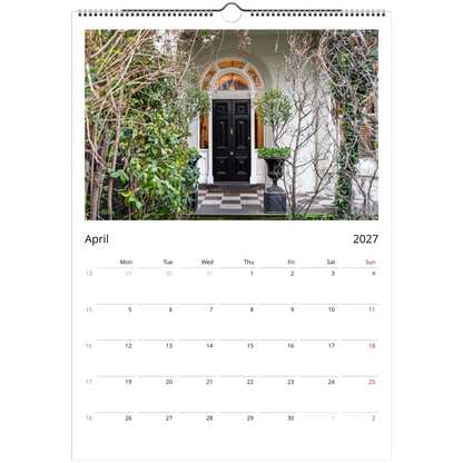 2027 Doorways Wall Calendar – monthly spread with architectural doorway photography