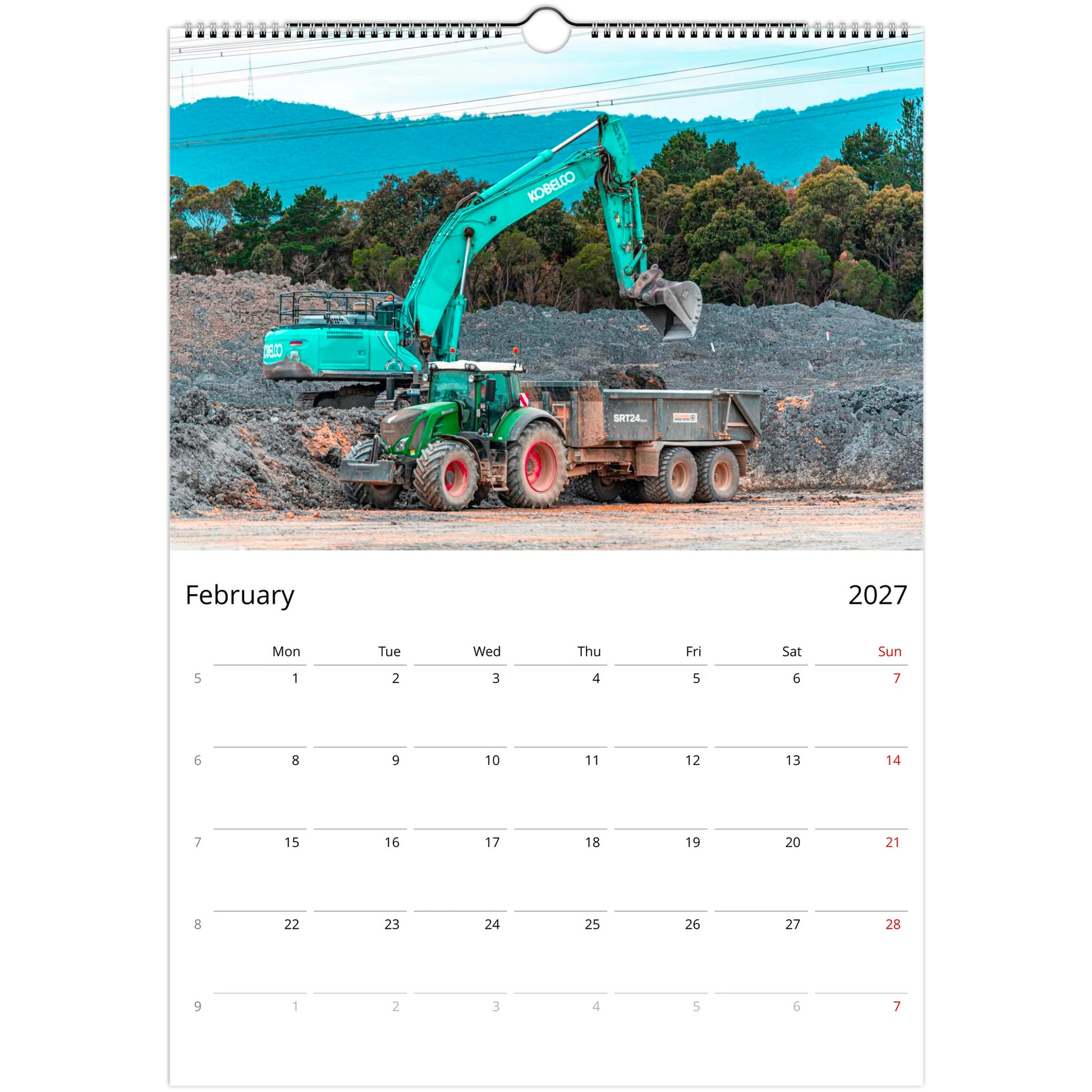 2027 Excavator Wall Calendar – lifestyle wall display in home interior