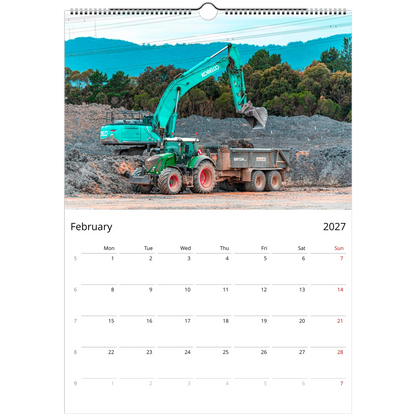 2027 Excavator Wall Calendar – lifestyle wall display in home interior