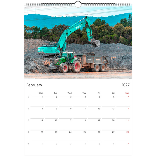 2027 Excavator Wall Calendar – lifestyle wall display in home interior