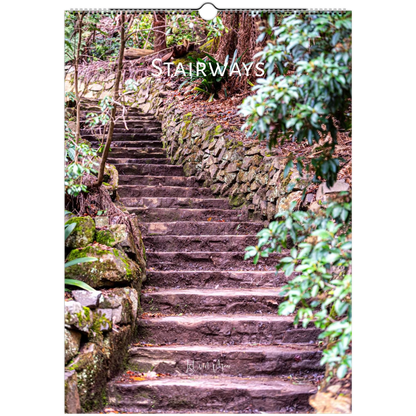 Calendar cover with a stone staircase in a forest setting and 'STAIRWAYS' text.