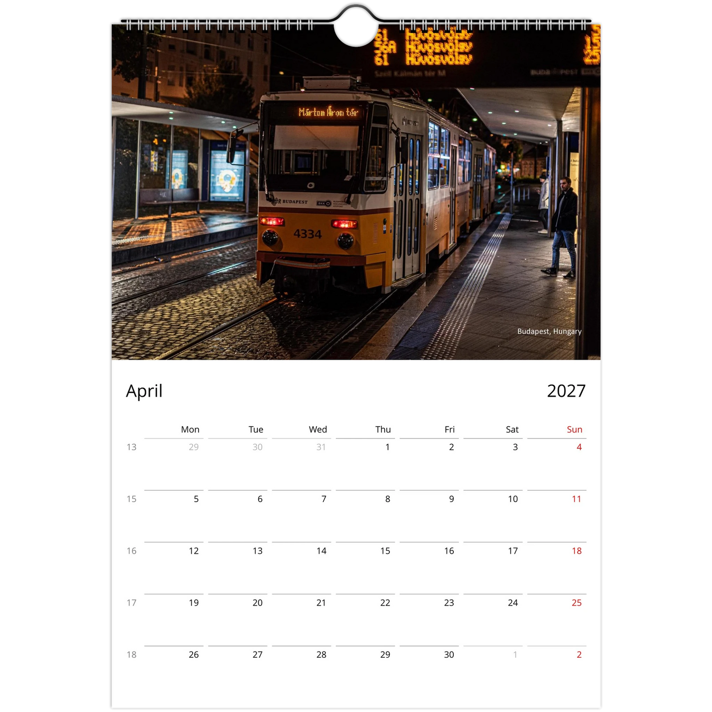 Trams Wall Calendar – lifestyle wall display in home interior