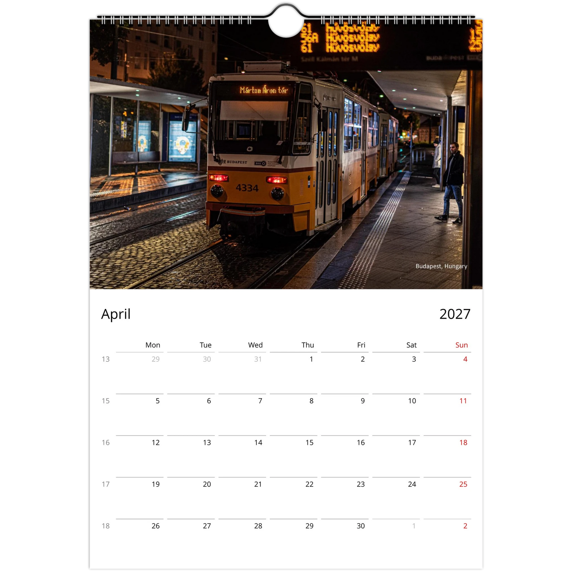 Trams Wall Calendar – lifestyle wall display in home interior