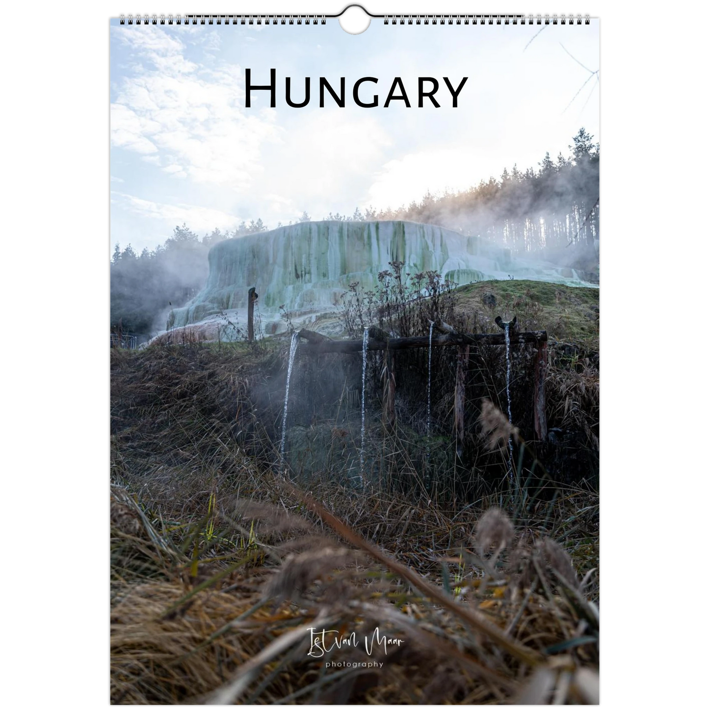 Calendar cover featuring a scenic view of Hungary with text 'HUNGARY' at the top.