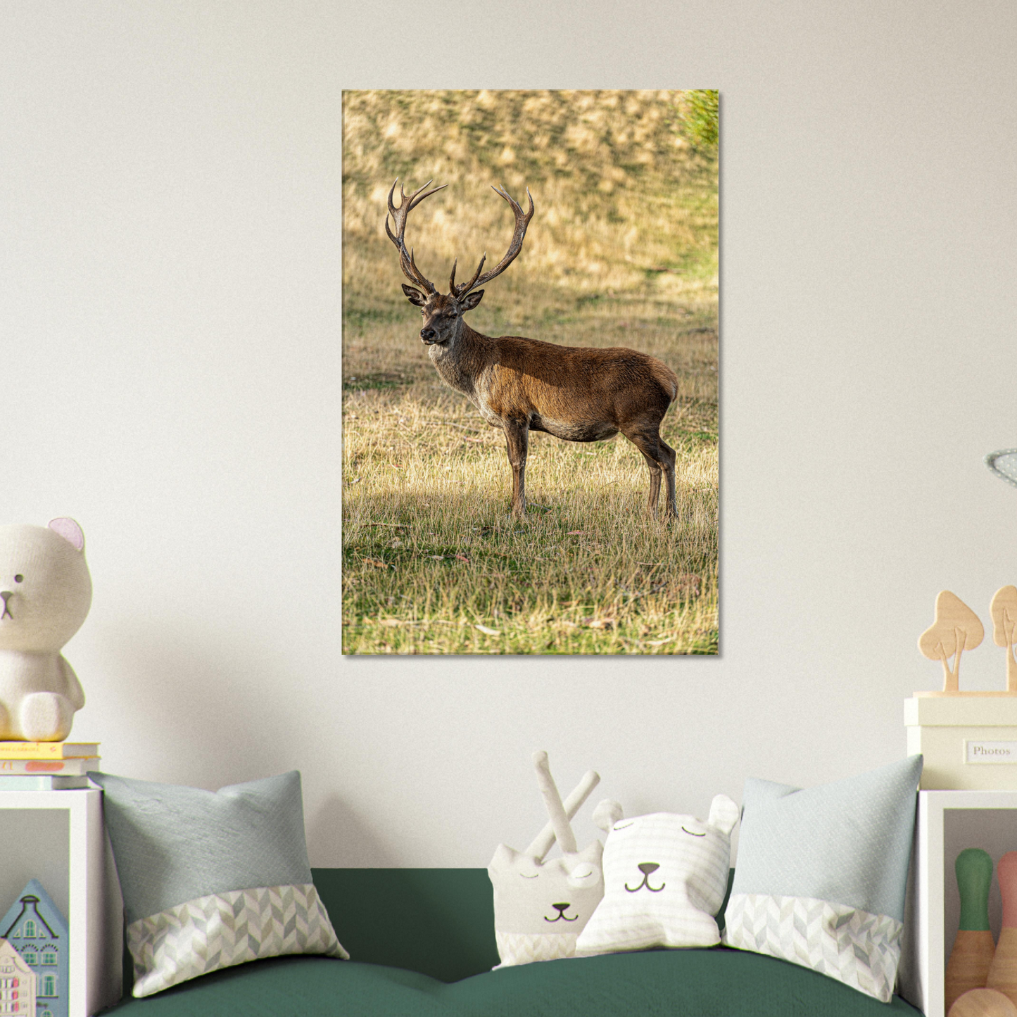 	
Deer Wildlife Animals Art Nursery Photography Wall Decor Kids Room Poster Playroom Artwork Stag Stretched Canvas 054