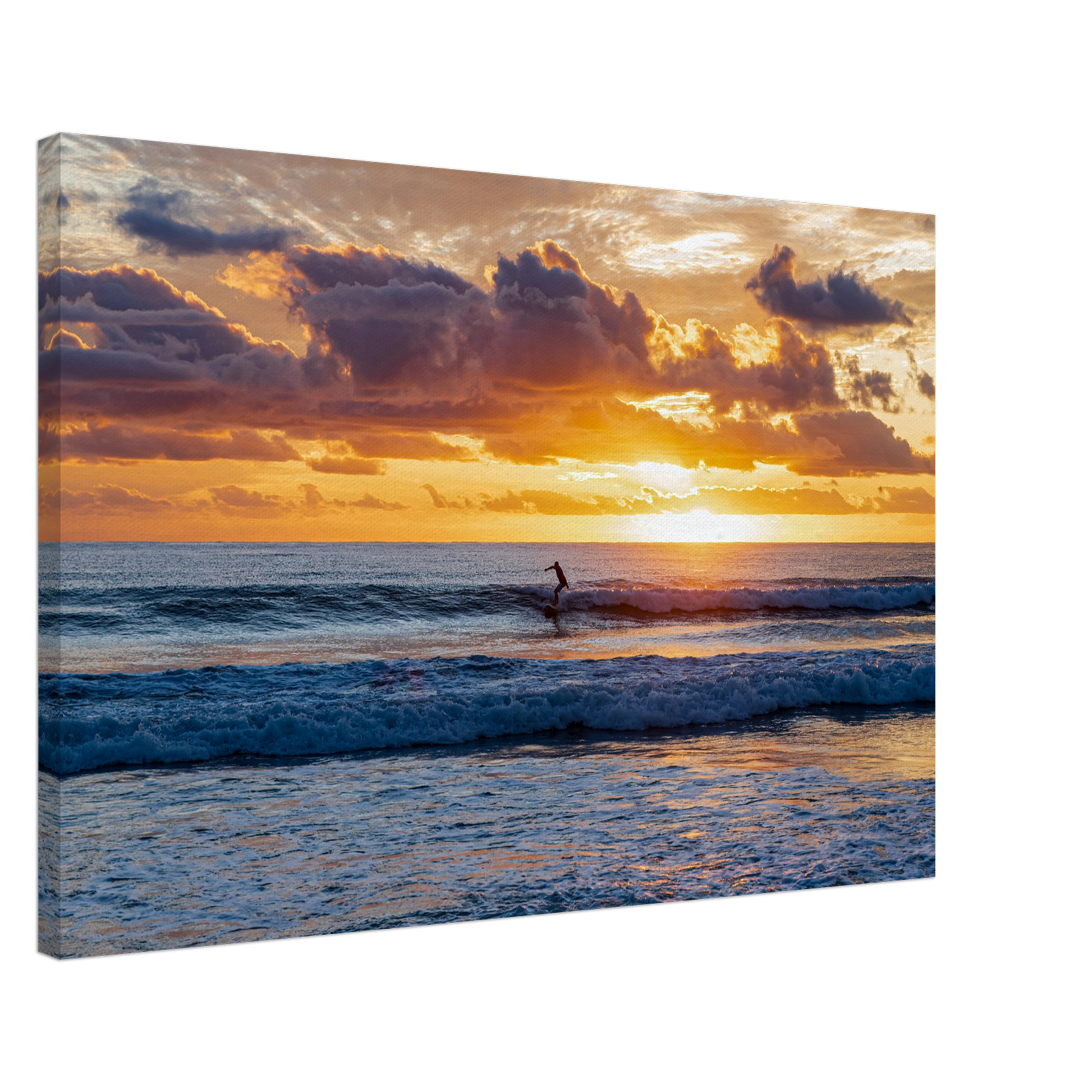 Sunrise Surfing Gold Coast Seascape Canvas by Istvan Maar Photography - by side