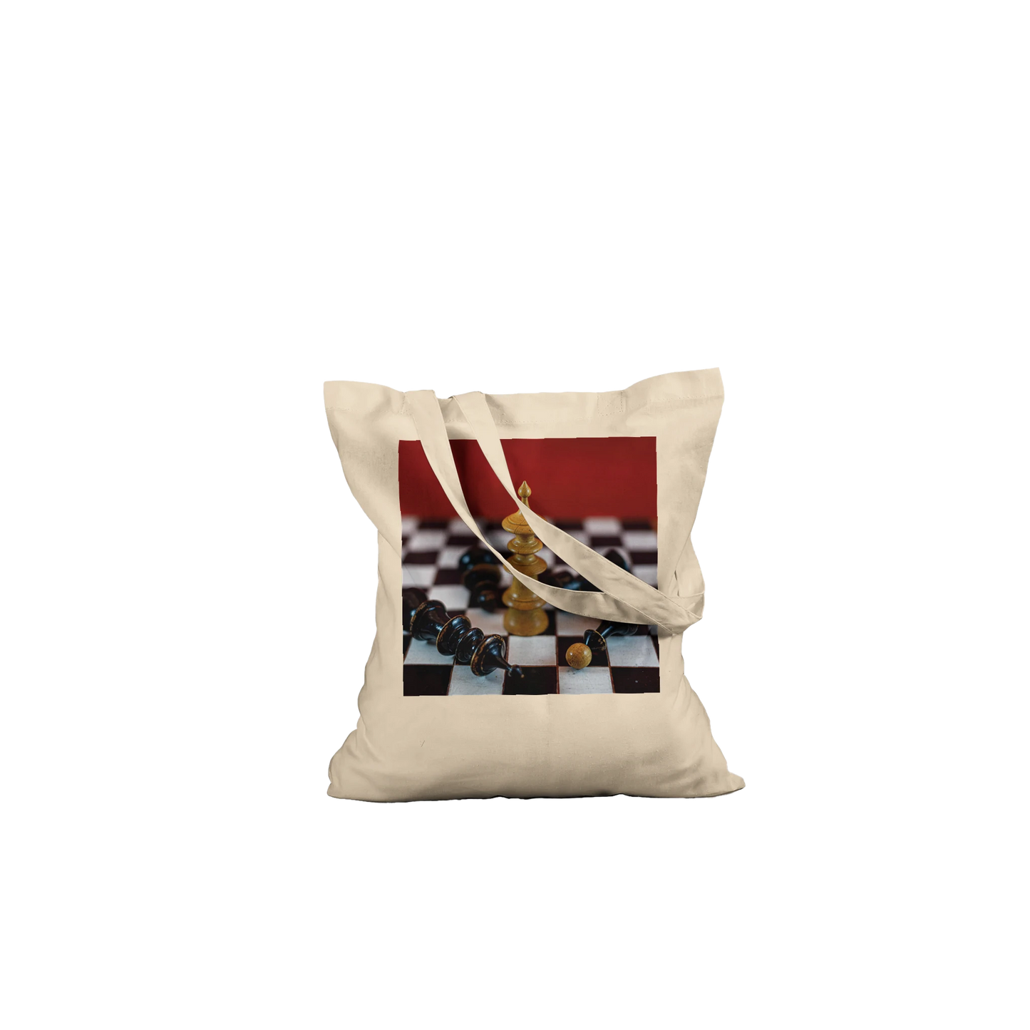 Vienna Chess Set Tote Bag Natural Premium – chess queen victory print on premium canvas tote