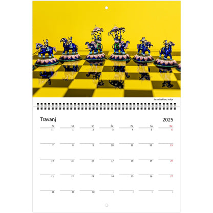 2025 Chess Wall Calendar by Istvan Maar Photography featuring intricate chess sets around the world.