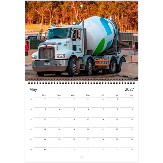 Cement Mixer Wall Calendar – lifestyle wall display in home interior