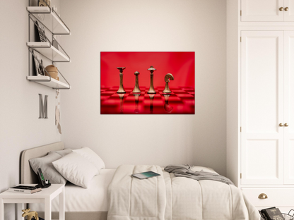 Minimalist Chess Set with red background Canvas by Istvan Maar Photography - teen's room décor