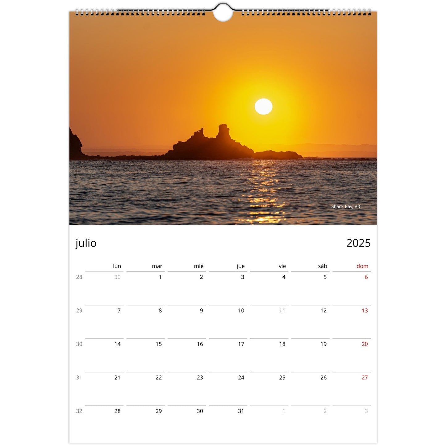 Sunrise and sunset monthly wall planner by Istvan Maar Photography