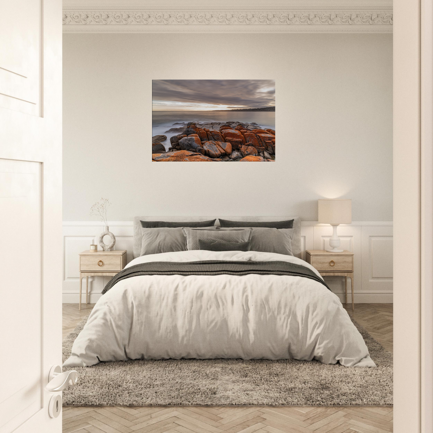 Tasmanian Coastal Stretched Canvas by Istvan Maar Photography - in master bedroom