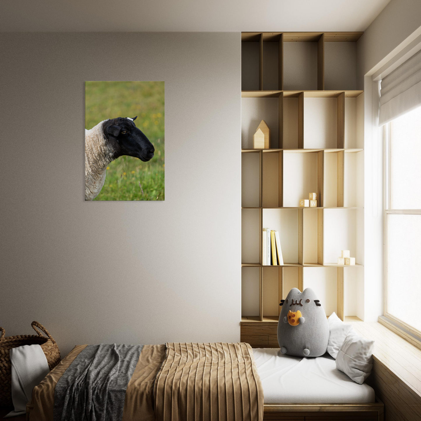 Sheep Domestic Animal Canvas Wall Art Photography, Nursery Print, Nursery Animal Wall Decor, Kids Room, Prints, Stretched canvas by Istvan Maar Photography 05