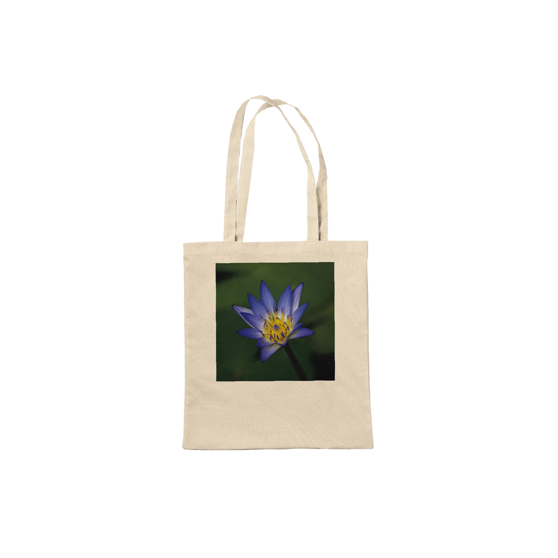 Water Lily Tote Bag – Fine Art Blue Lotus Photography – Personalised Floral Tote
