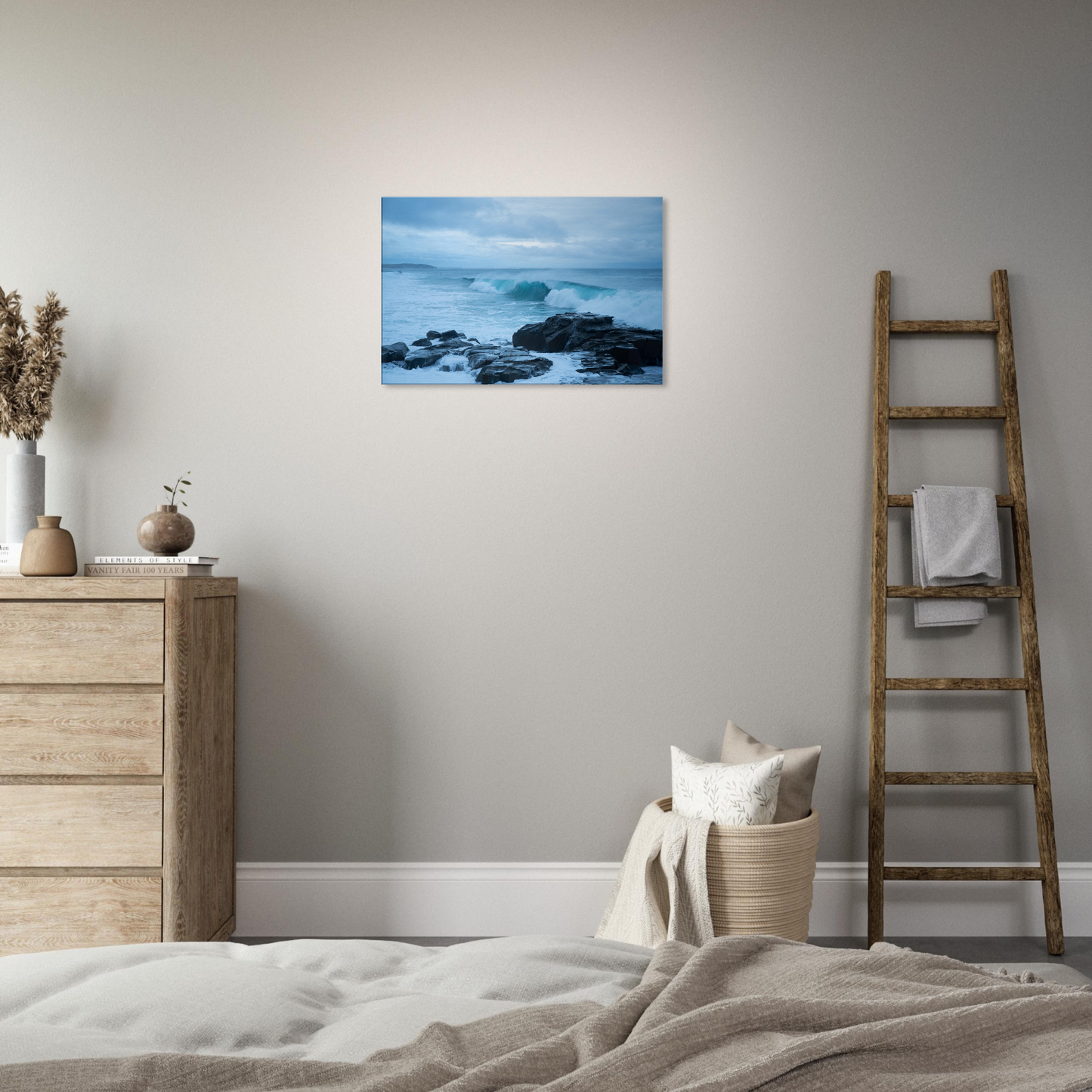 Cadillac Canyon waves and rock canvas by Istvan Maar Photography - on bedroom wall