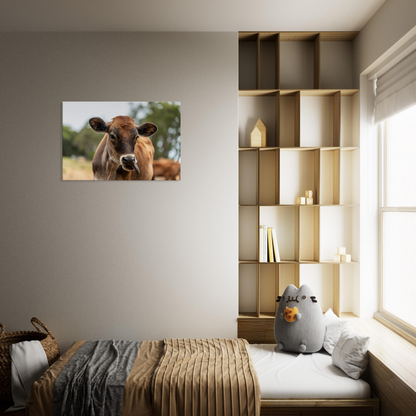 Cute calf Domestic Animal Canvas Wall Art Photography, Nursery Print, Nursery Animal Wall Decor, Kids Room, Prints, Stretched canvas by Istvan Maar Photography mockup 08