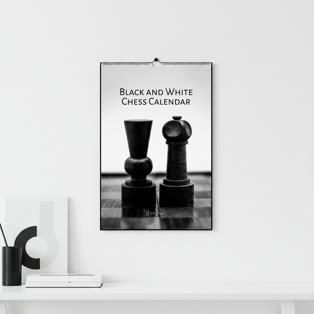 Black and White Chess Calendar Wall Mockup