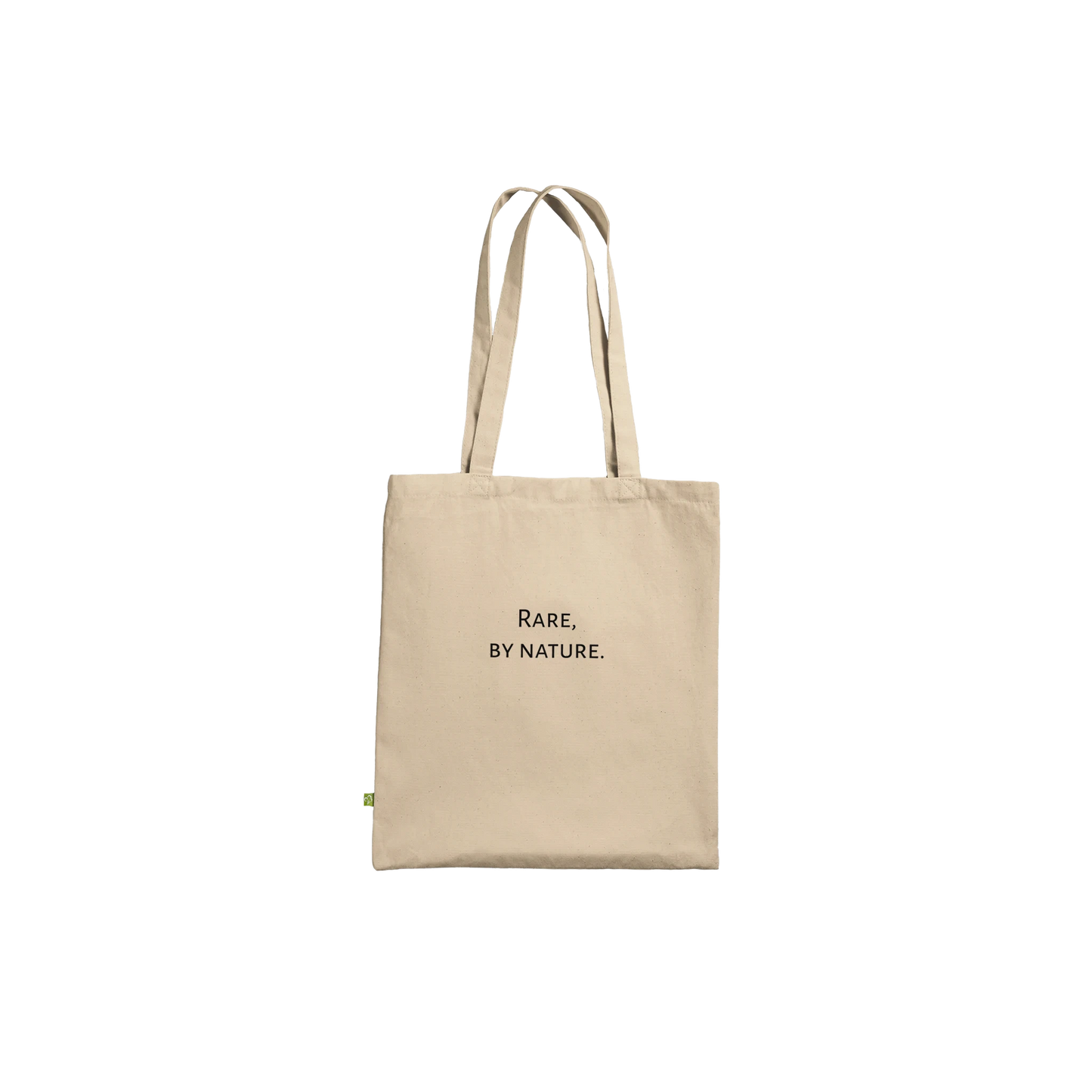 Black swan photograph printed on a natural canvas tote bag, Premium style, front view