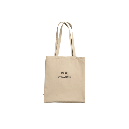 Black swan photograph printed on a natural canvas tote bag, Premium style, front view