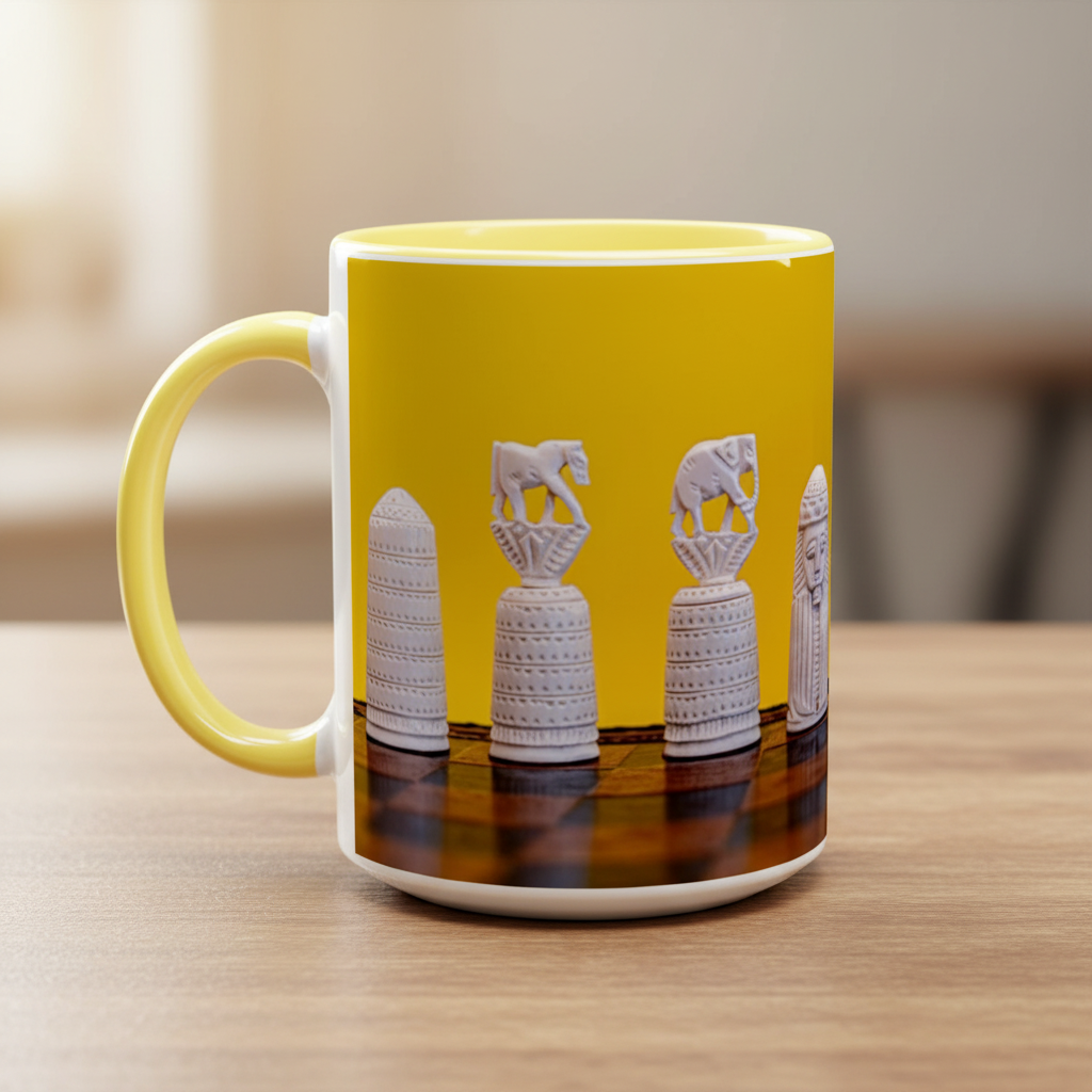 Bone Chessmen Ceramic Mug – 11 oz desk mockup